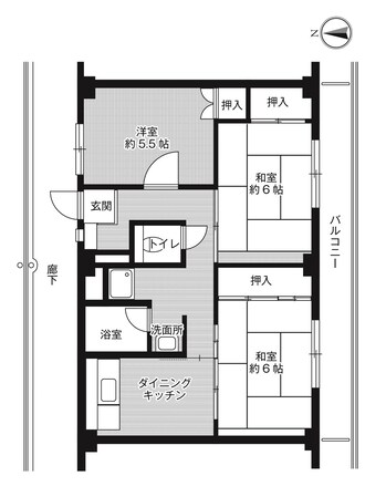 ビレッジハウス宮ヶ迫1号棟 (403号室)の物件間取画像